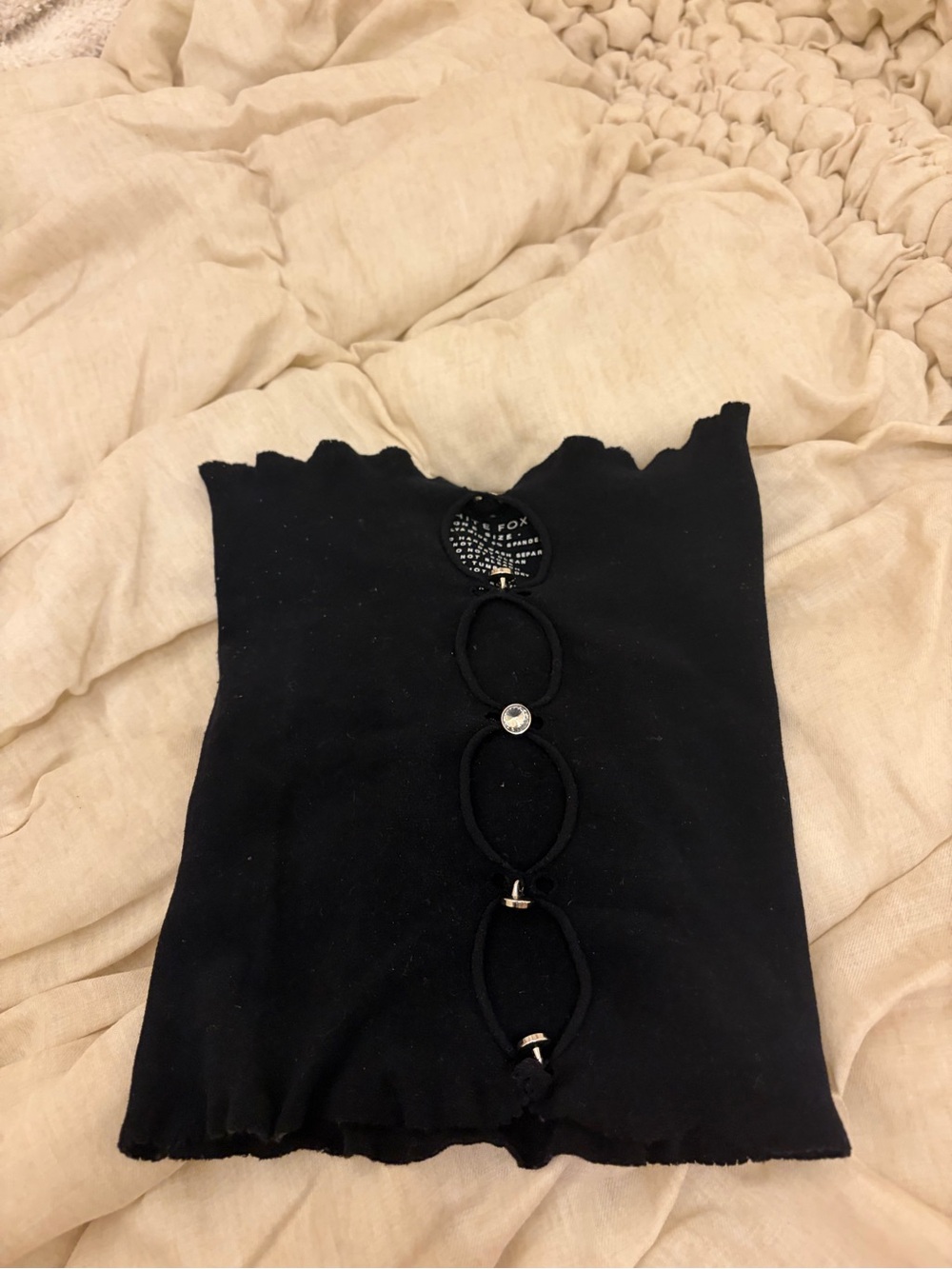 White Fox Black Strapless Tube Top